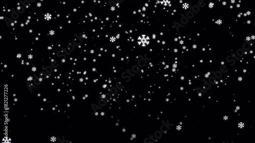 Winter snowfall, snow animation, seamless loop. Isolated snow falling on a transparent background. Realistic snow fall seamless loop animation. Falling snow flakes overlay. Alpha channel