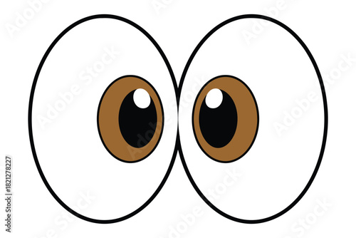 Wide-eyed cartoon eyes look inquisitively to the side in this illustration.