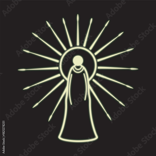 Sun King With Radiant Flame Cloak Silhouette