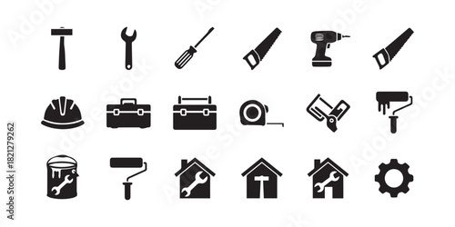 garden tools icon set
