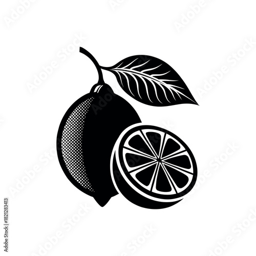  lemon silhouette logo vector line art logo design