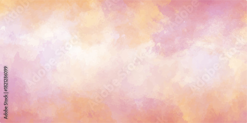 Bright abstract colorful watercolor paint. vintage grunge sky cloud pattern design illustration. colorful grunge texture background with blue, orange, yellow, and pink art. pastel pink and purple sky