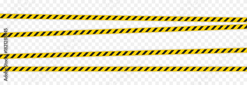 Yellow caution tape with black stripes. Caution tape PNG. Caution tape for marking hazardous areas on a transparent background.