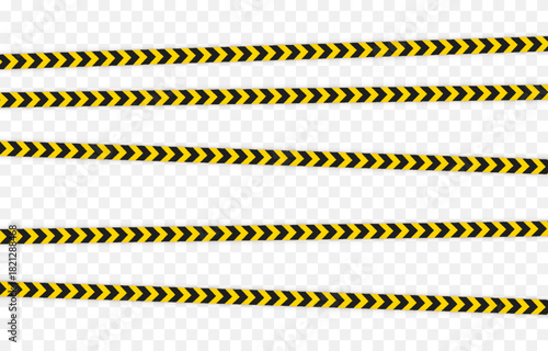 Yellow caution tape with black stripes. Caution tape PNG. Caution tape for marking hazardous areas on a transparent background.