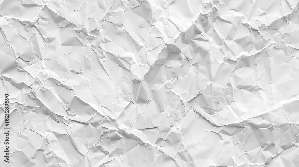 Obraz premium White Crumpled Paper Texture Background with Natural Wrinkles, Light and Shadow Layers, and Authentic Paper Quality