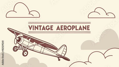 Retro Single-Engine Propeller Plane Illustration