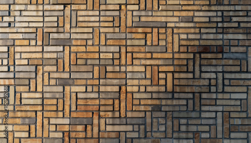 Decorative Patterned Brick Wall with Herringbone and Geometric Design — Architectural Detail Photography