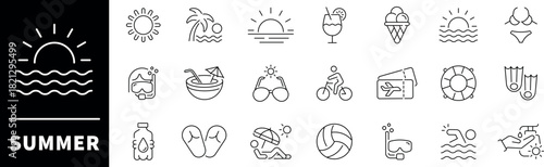 Marketing Icons Set. Marketing vector line icon collection. Content, Search, Strategies, E-commerce, SEO, Marketing related thin line icon collection. Editable stroke