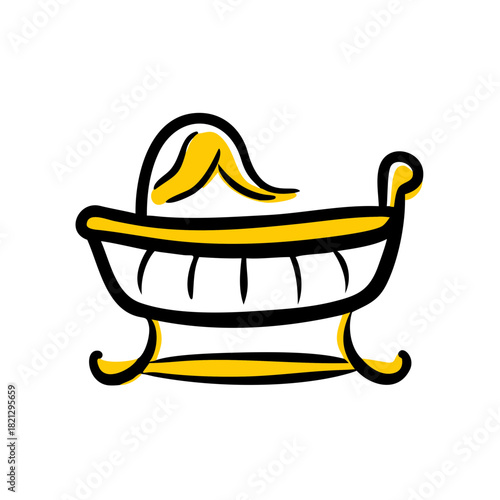 vector clip art baby crib on white background for web and graphic design