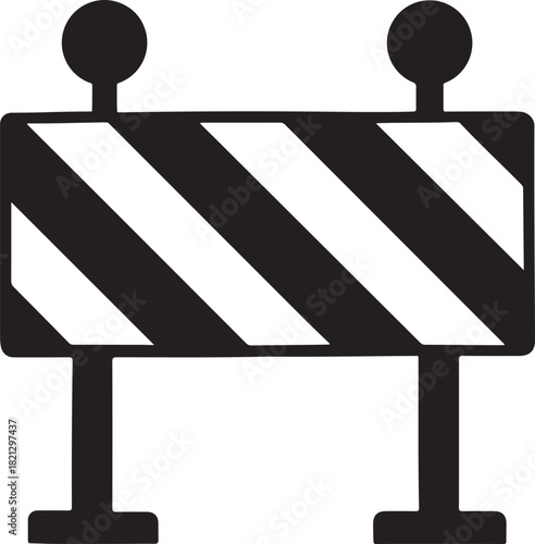 Construction barrier silhouette featuring bold horizontal stripe panels for clear onsite warnings.