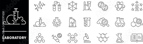 Laboratory outline icons collection. Laboratory Scientific Outline Vector Icon Set