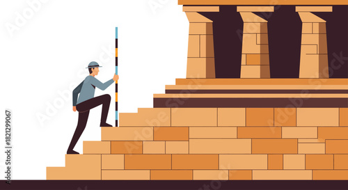 Architect Surveying Ancient Temple Achieving Goals and Success