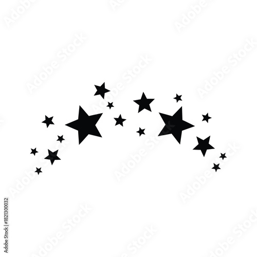 Black star cluster vector illustration on white background for graphic design