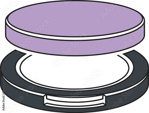 Simple illustration of an open compact powder makeup.