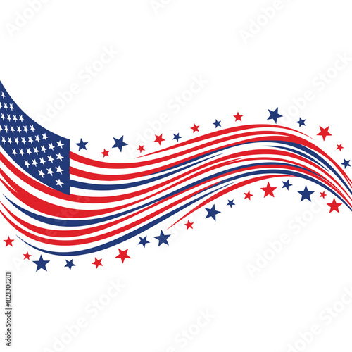 Waving american flag with stars and stripes for patriotic celebrations and events