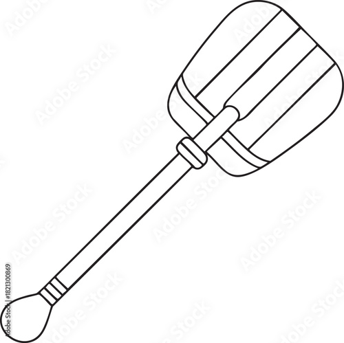 Boat paddle outline illustration depicting simple oar tool used for rowing water sports and outdoor recreation