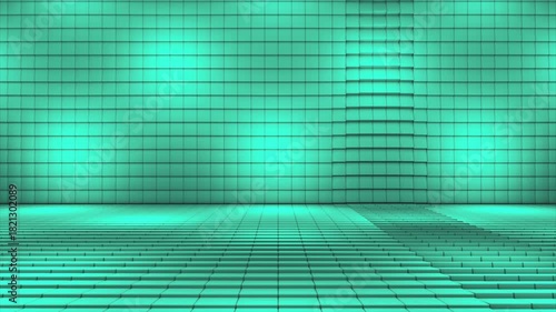 Broadcast Pulsating Hi-Tech Illuminated Cubes Stage Floor, Multi Color, Events, 3D, Loopable, 4K