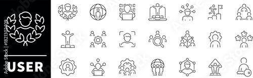 User vector icons. User thin line icon collection. Profile, people, person, avatar, account, sign up, user related icons