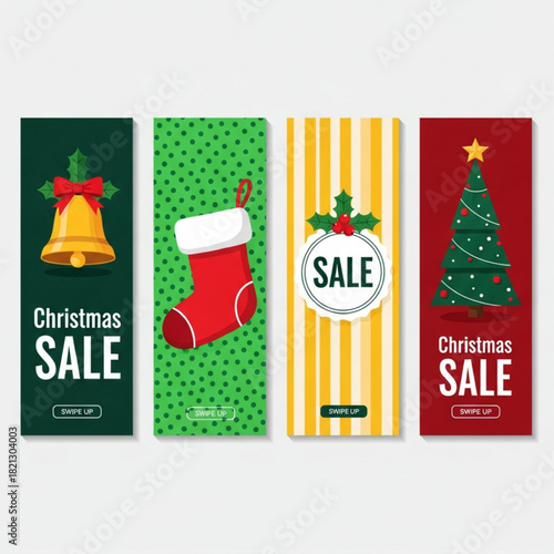 Christmas Sale Vertical Banners Set for Social Media Stories