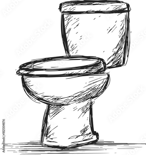 Toilet sketch hand drawn style with rough lines and shading. Vector illustration