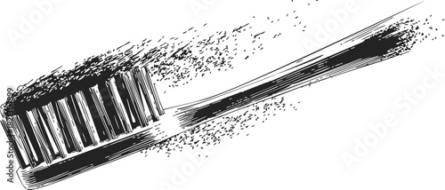 Toothbrush sketch hand drawn style with dynamic bristle motion effect. Vector illustration