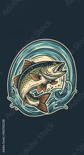Dynamic Fish Illustration - A Vibrant Depiction of Aquatic Life.