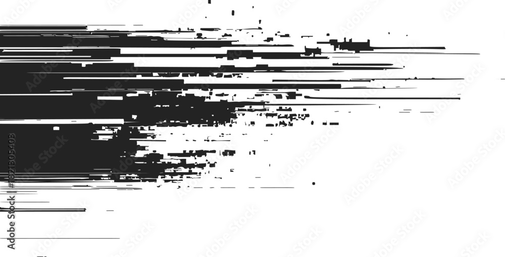 Fototapeta premium Glitch lines abstract sketch, hand drawn digital error distortion on white background. Vector illustration