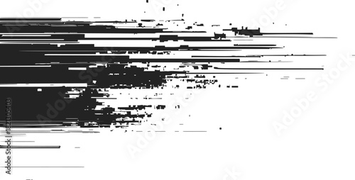 Glitch lines abstract sketch, hand drawn digital error distortion on white background. Vector illustration