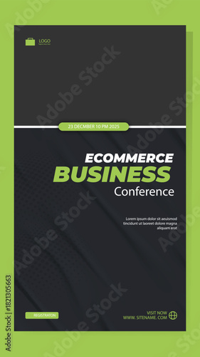 Dynamic ecommerce business conference event poster with inspiring speakers and networking opportunities