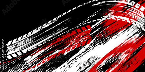 Exclusive red and black color combination sport racing car livery design, for universal medium eps10 vector ready to print.
