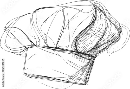 Chef hat sketch, hand drawn vector illustration of classic kitchen toque . Vector illustration