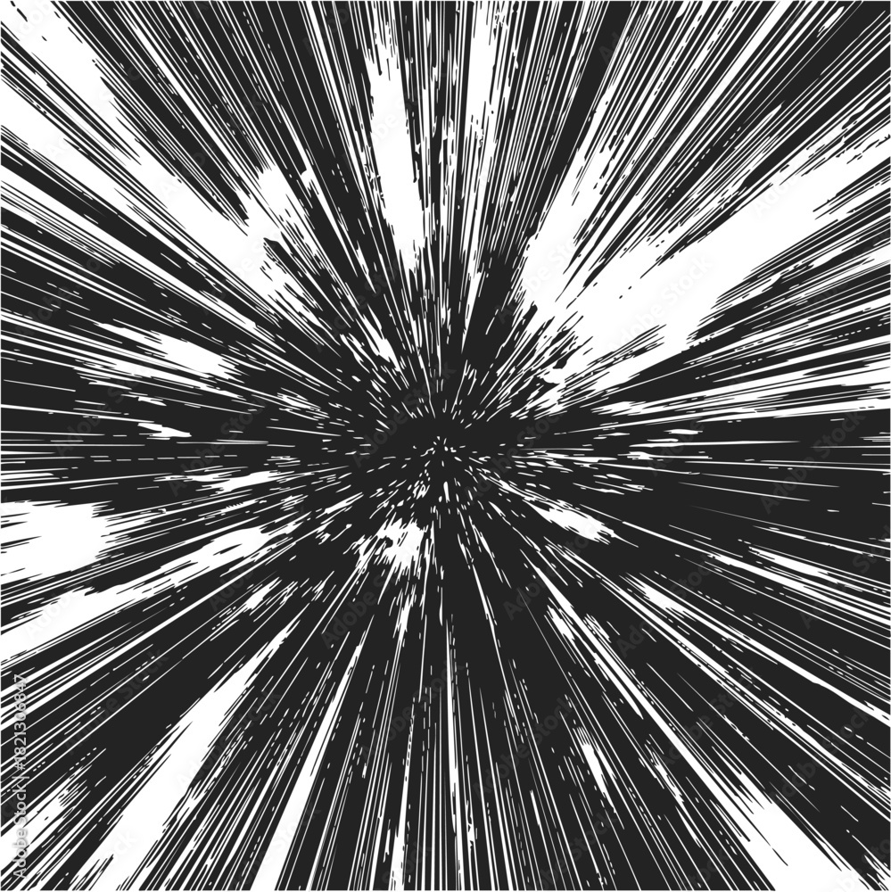 Obraz premium Speed lines sketch hand drawn comic style dynamic burst background. Vector illustration
