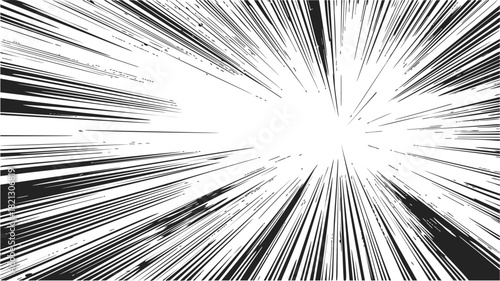 Speed lines sketch hand drawn comic burst effect radiating from center. Vector illustration
