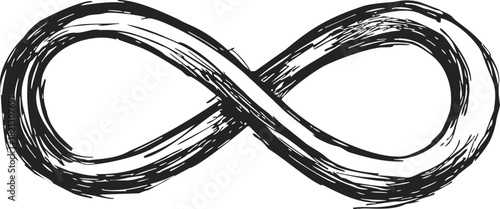 Infinity symbol sketch, hand drawn style with rough textured lines. Vector illustration