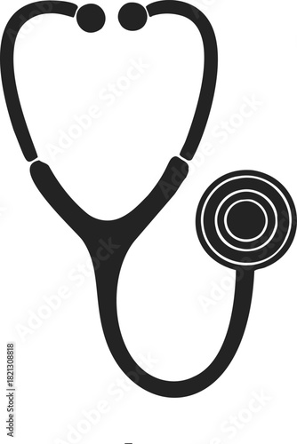 Stethoscope sketch hand drawn medical instrument with tubing and chestpiece. Vector illustration