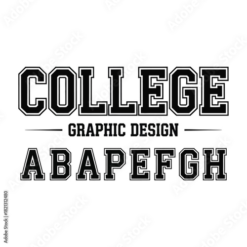 College Graphic Design Text with Varsity Font vector