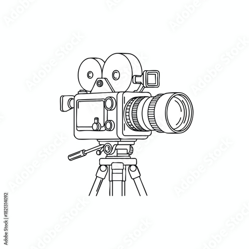 Vintage Film Camera on Tripod