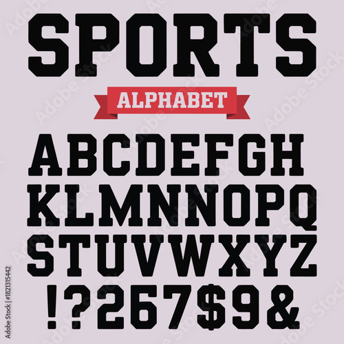 Sports Alphabet Typography with Numbers and Symbols