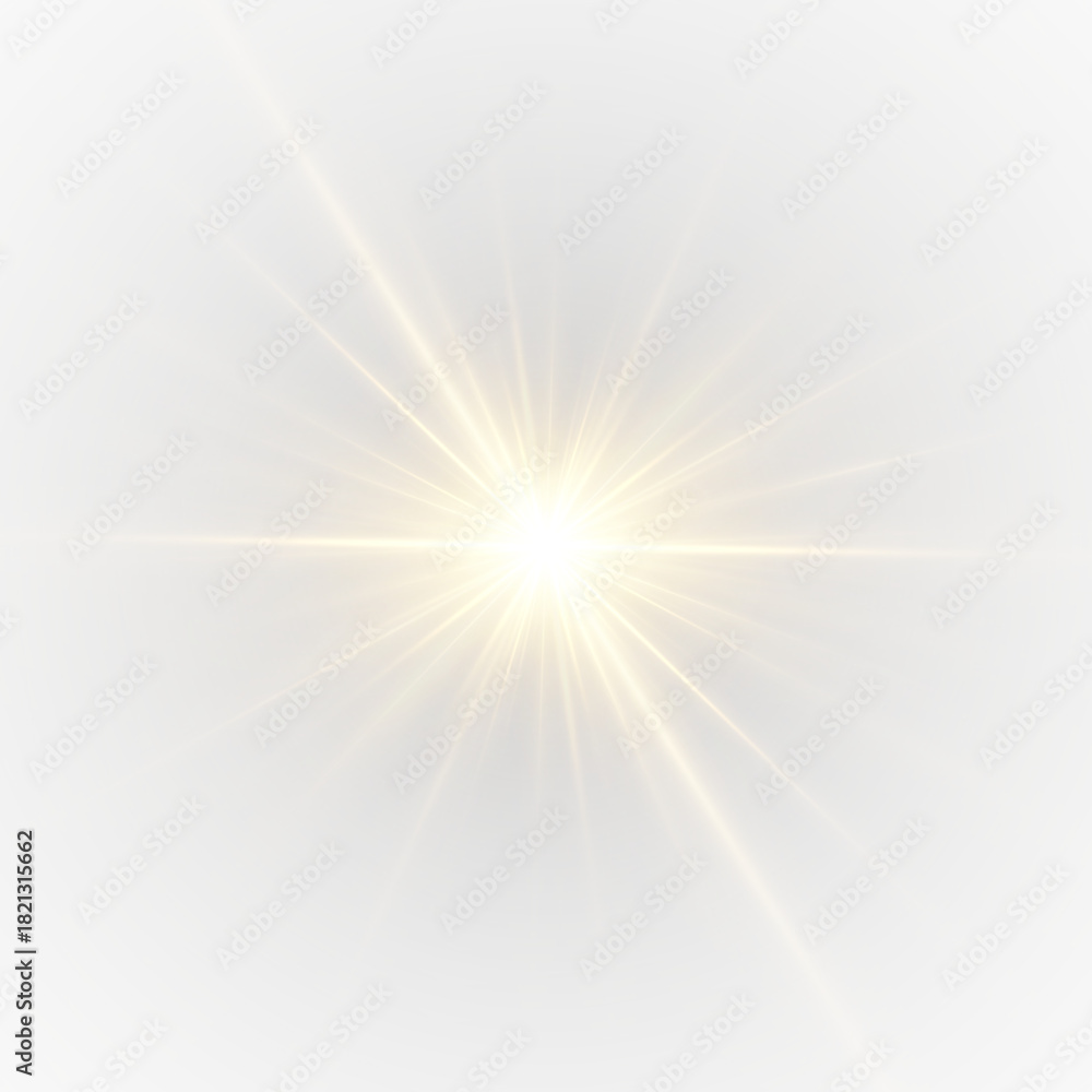 Fototapeta premium Radiant star flash with glowing sparkle and golden flare.