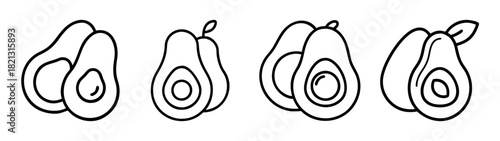 Hand drawn avocado vector illustration, healthy food sketch, vegan diet, outline avocado art design