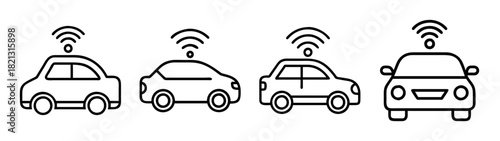 Connected autonomous vehicles vector illustration for smart transportation and mobility design concept