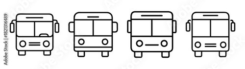 Bus transportation vehicle public transport buses coach transit automobile design outline vector icons