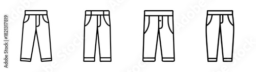 Illustration of different types of pants trousers jeans apparel fashion clothing style design vector
