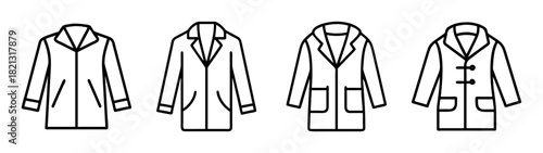 Download coat outline template vector illustration for fashion design and winter clothing line art