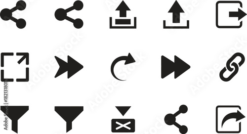 Collection of Simple Black Silhouette Icons for Web and Graphic Design