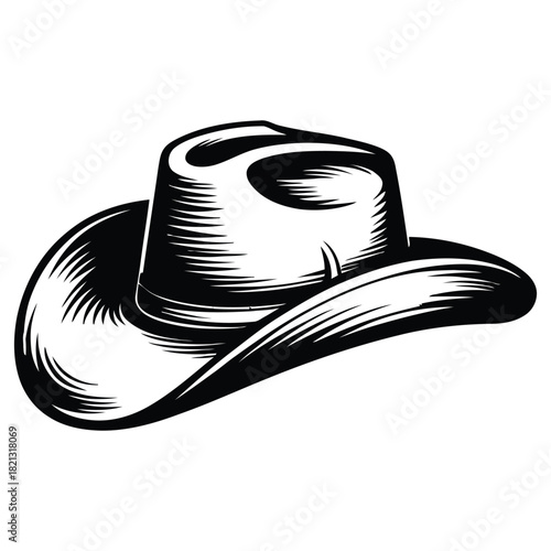 Black Silhouette of a Classic Cowboy Hat western headwear