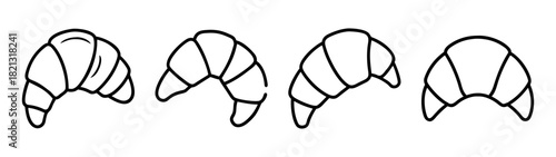 Hand drawn illustration of croissants, bakery pastry sketch for cafe menu and design elements