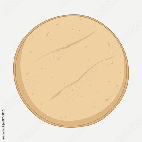 Hand-drawn style illustration of a single flatbread tortilla isolated on white