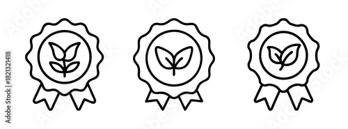 Find organic product certification logo vector illustration for eco friendly business branding