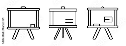 Presentation whiteboard easel vector illustration for business meeting training and education use